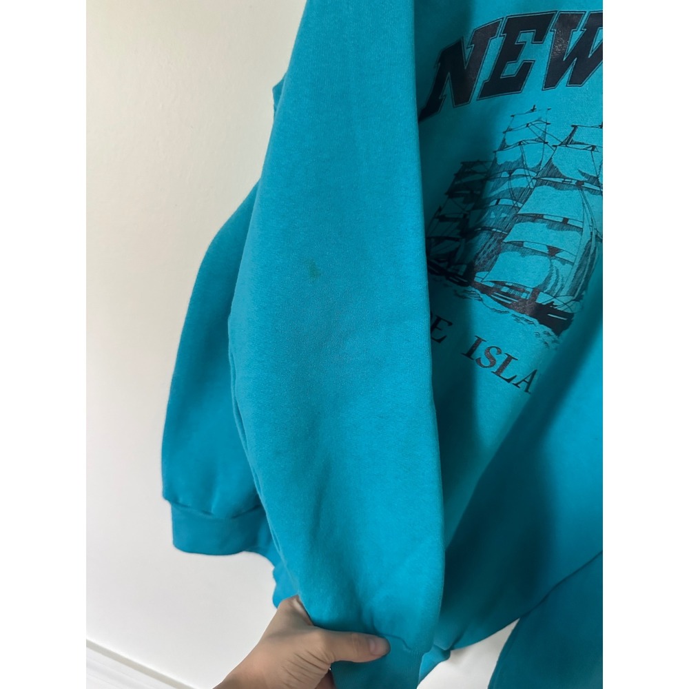 Vintage Fruit of the Loom Newport Rhode Island Sweatshirt XL Teal Made in USA - Picture 5 of 7